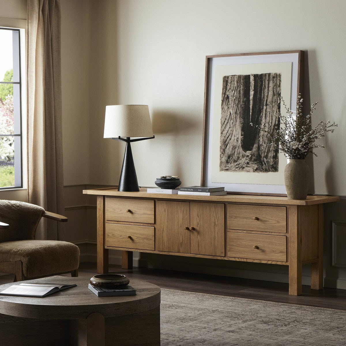 Millbrook Media Console - Natural Light Oak - Light Brown