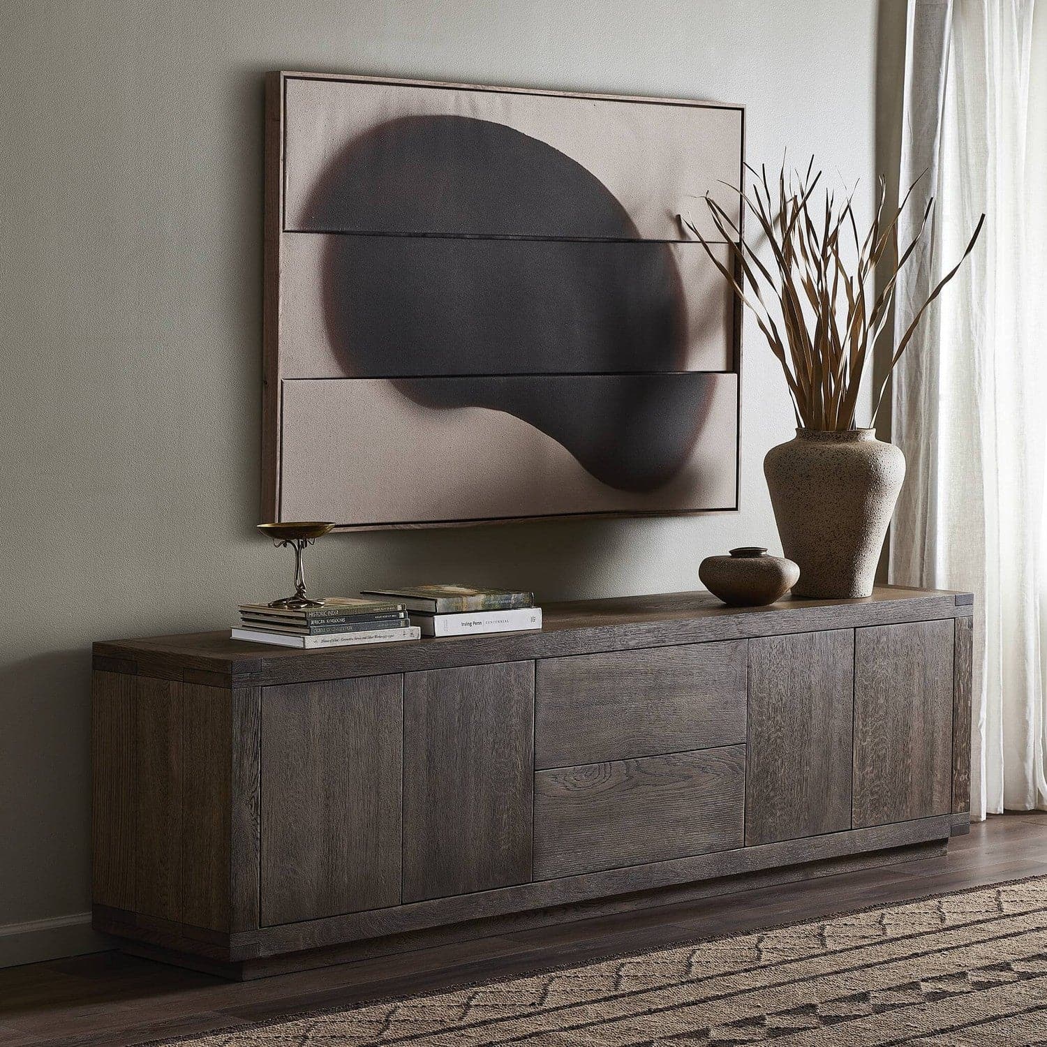 Warby Media Console - Worn Oak Veneer