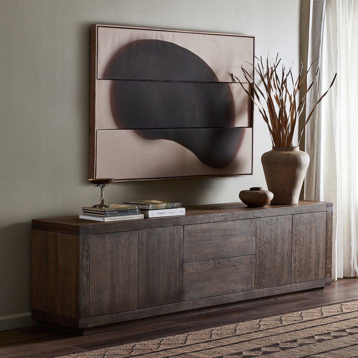 Warby Media Console - Worn Oak Veneer