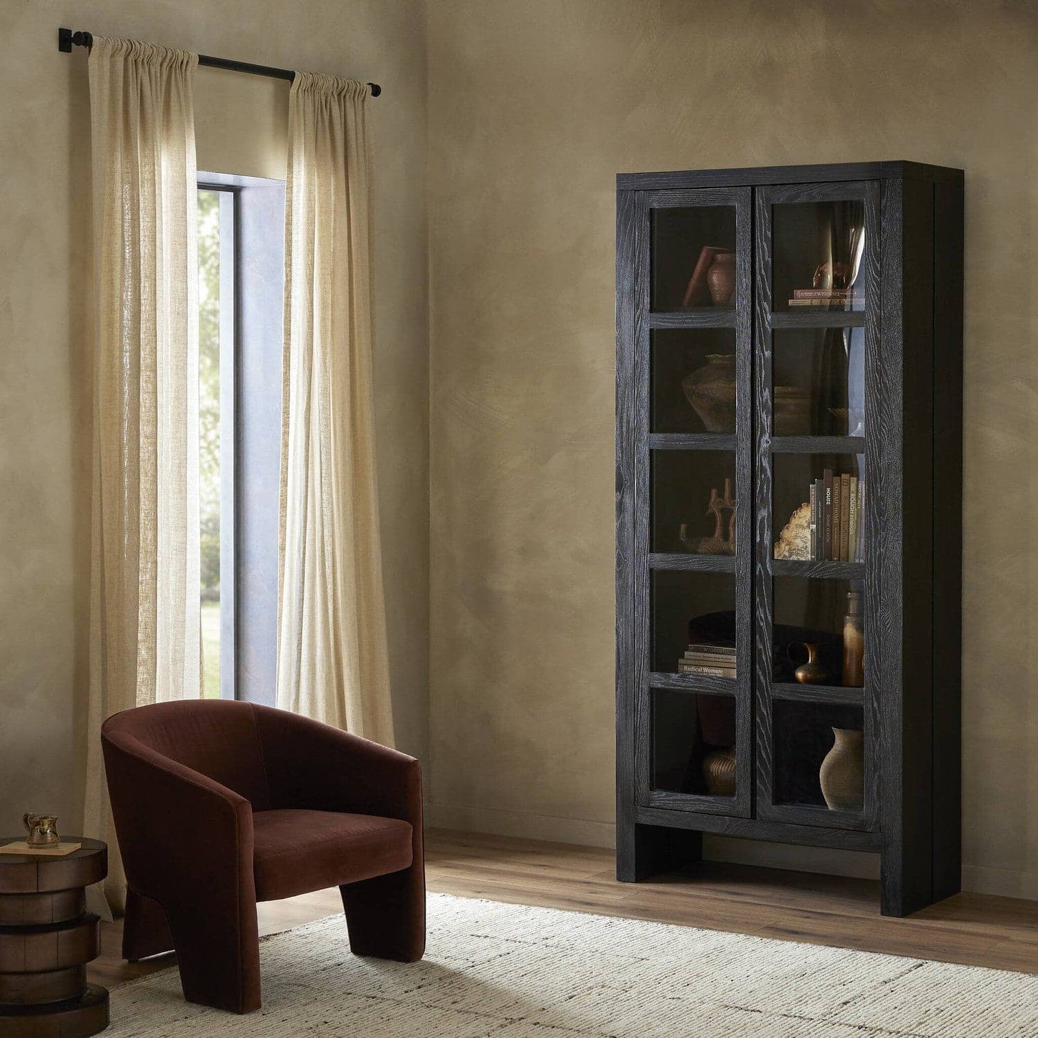 Warby Cabinet - Worn Black Veneer