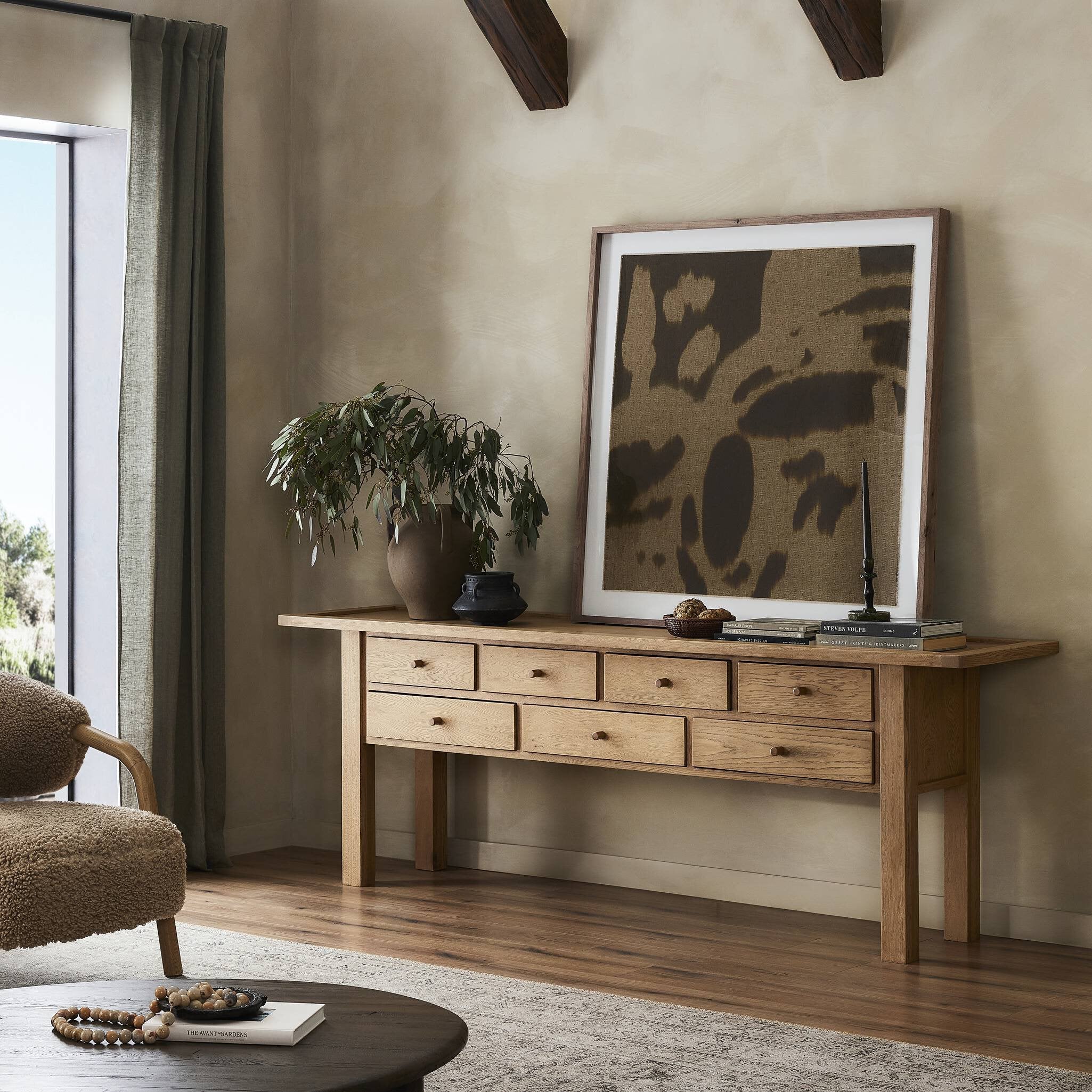 Millbrook Console Table - Natural Light Oak Veneer - Light Brown