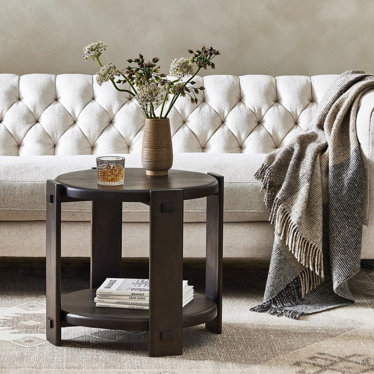 Two Tier End Table - Matte Brown Neem