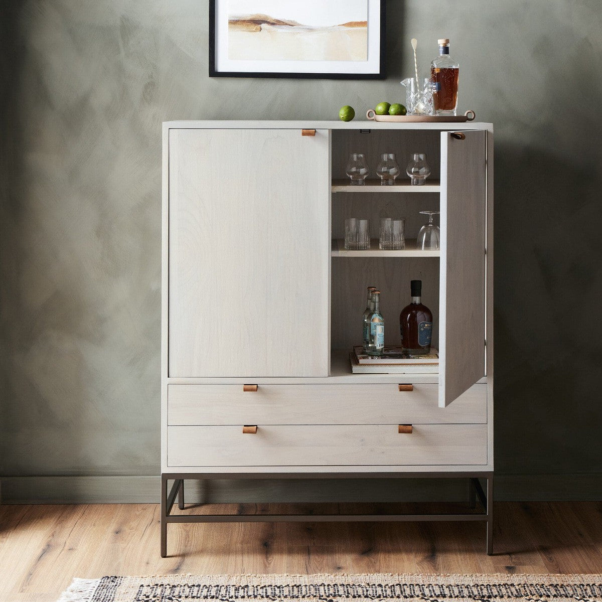 Trey Bar Cabinet - Dove Poplar