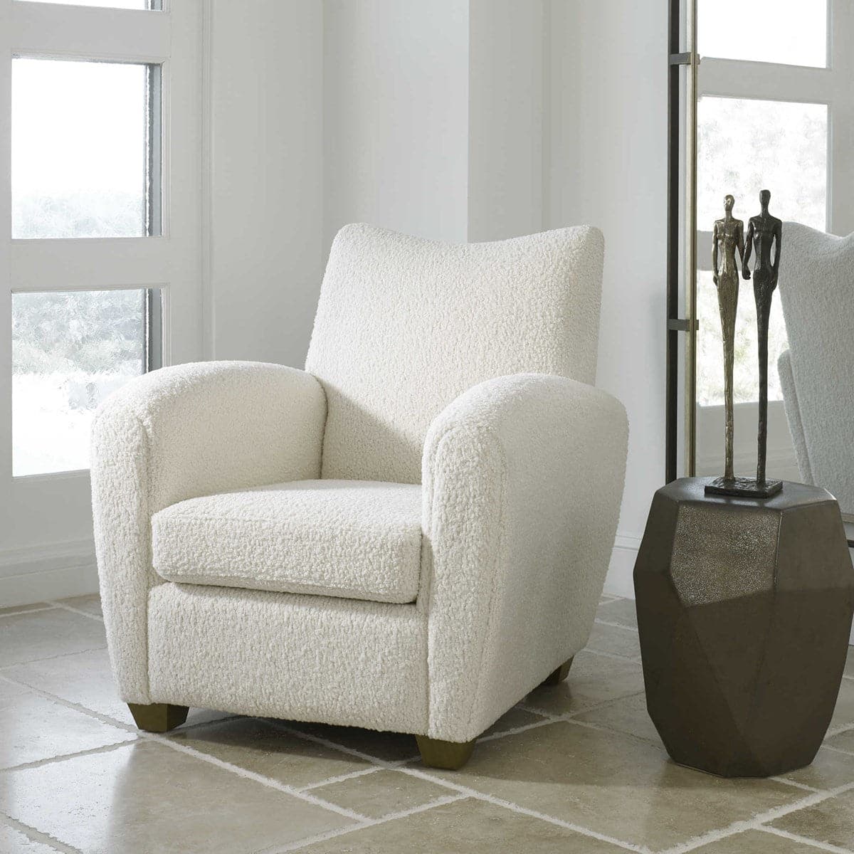 Uttermost Teddy Accent Chair-Uttermost-UTTM-23682-Lounge ChairsWhite Shearling-3-France and Son