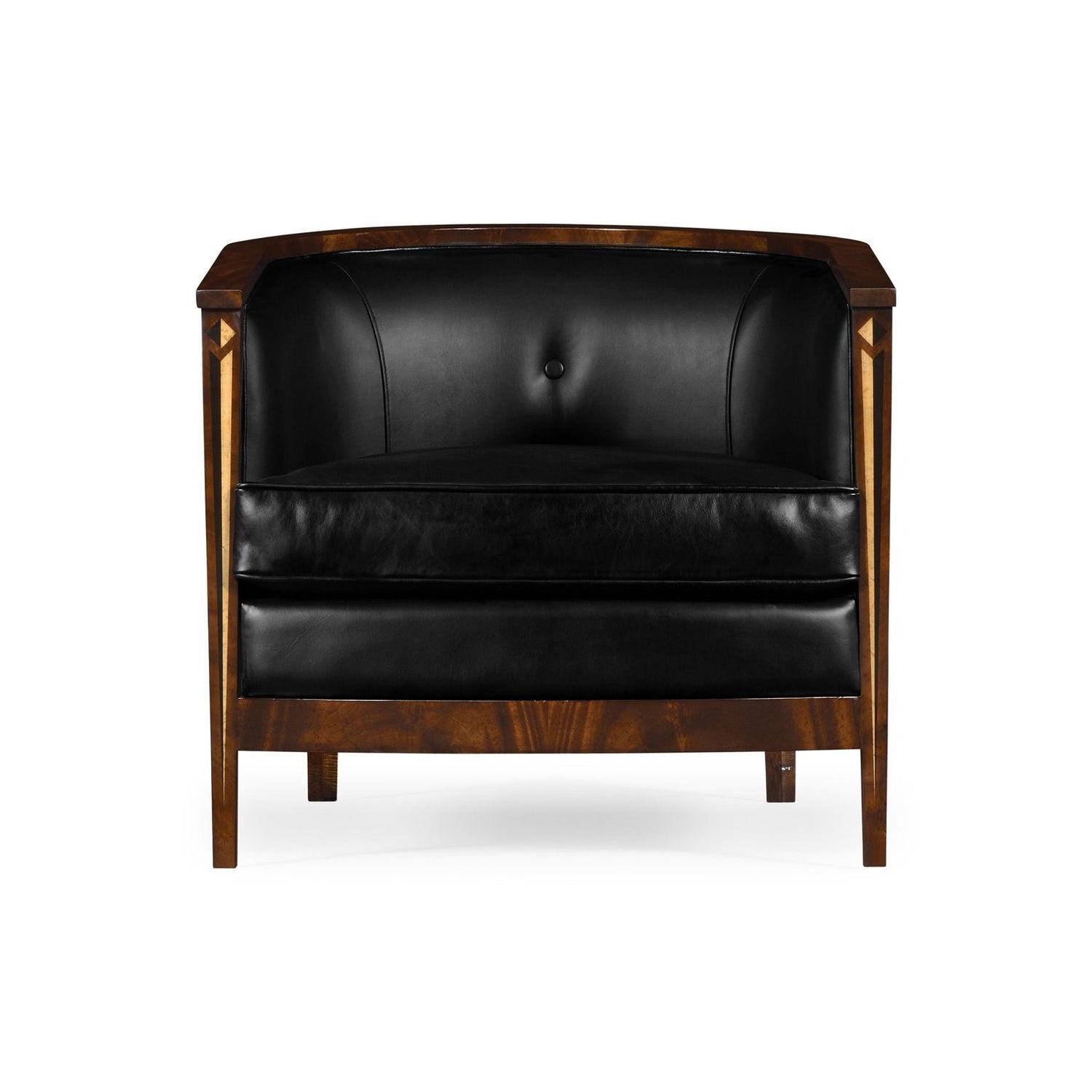 Knightbridge Antique Mahogany Tub Chair-Jonathan Charles-JCHARLES-495196-BMA-L012-Lounge ChairsBlack salon leather-3-France and Son