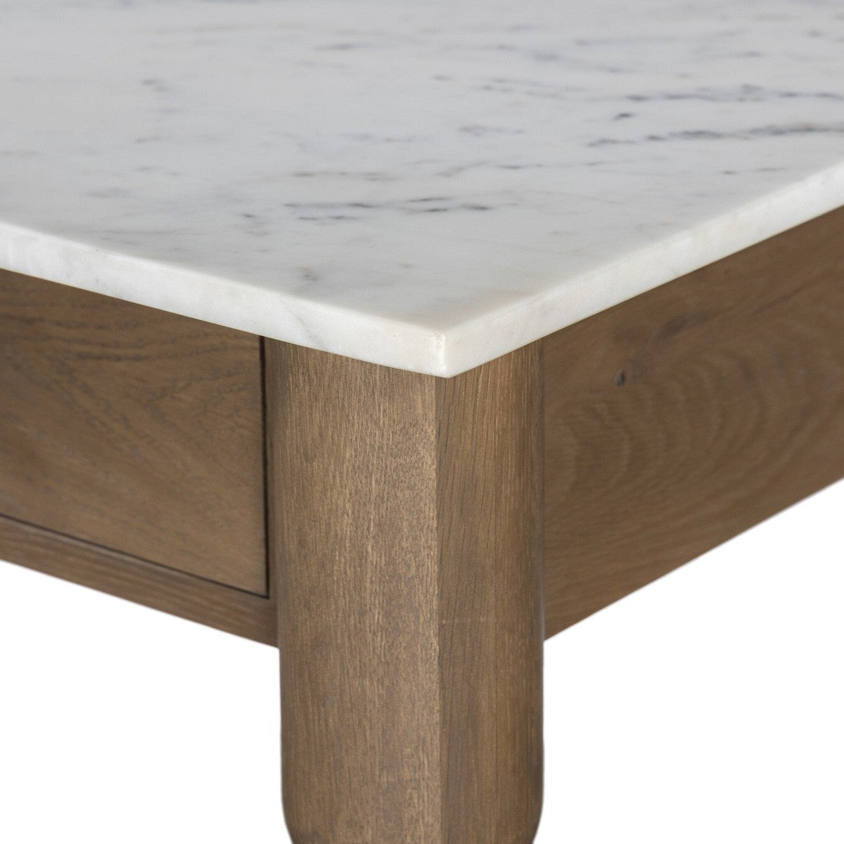 Dothan Kitchen Island - White Marble - White, Brown, Black