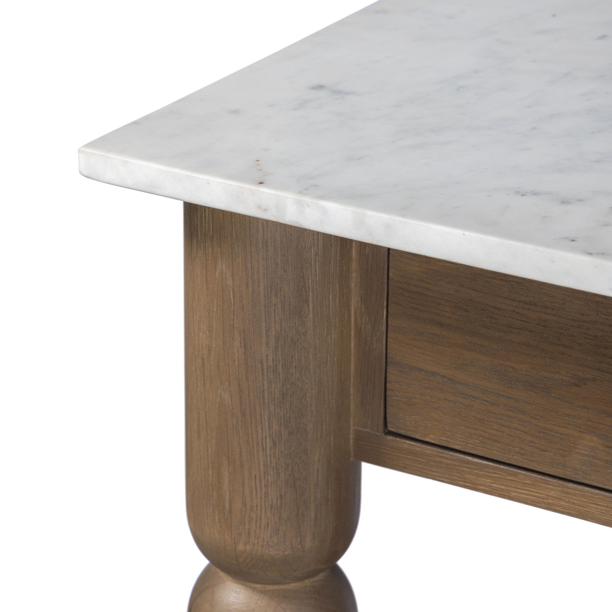 Dothan Kitchen Island - White Marble - White, Brown, Black