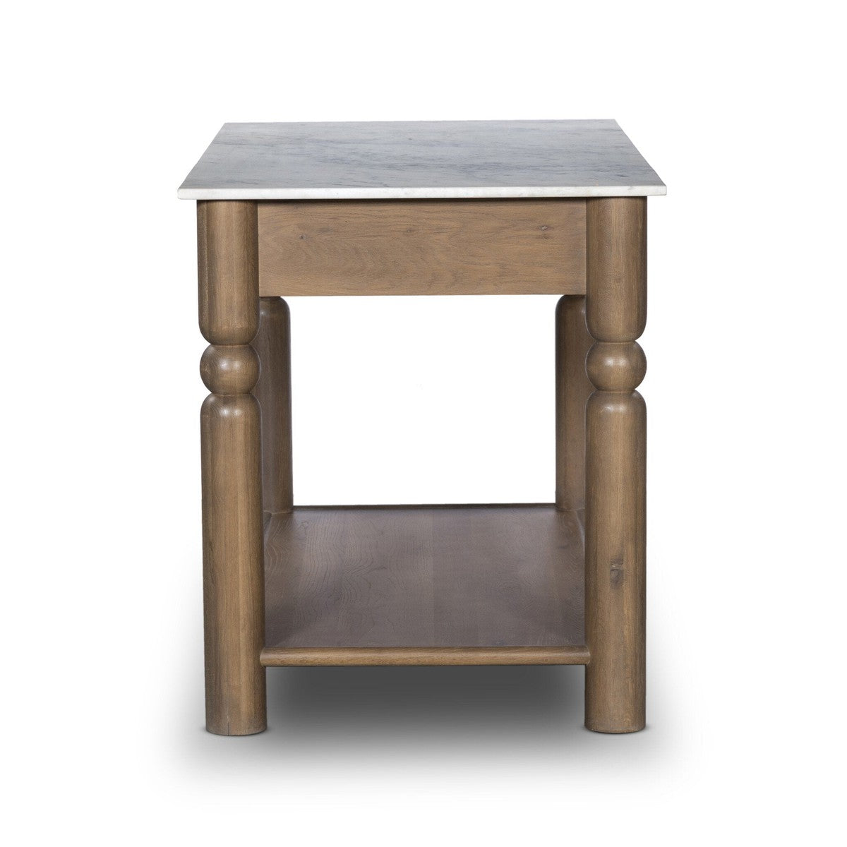 Dothan Kitchen Island - White Marble - White, Brown, Black