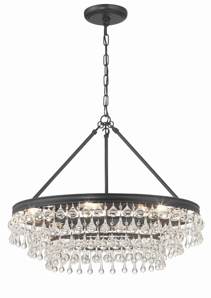 Calypso 6 Light Crystal Teardrop Chandelier-Crystorama Lighting Company-CRYSTO-237-MK-ChandeliersMatte Black-2-France and Son