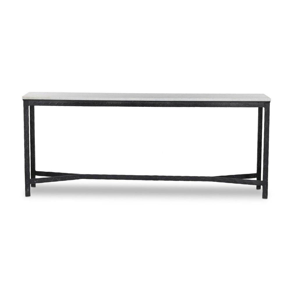 Alternate view of Hammered Iron Console Table in white and black.