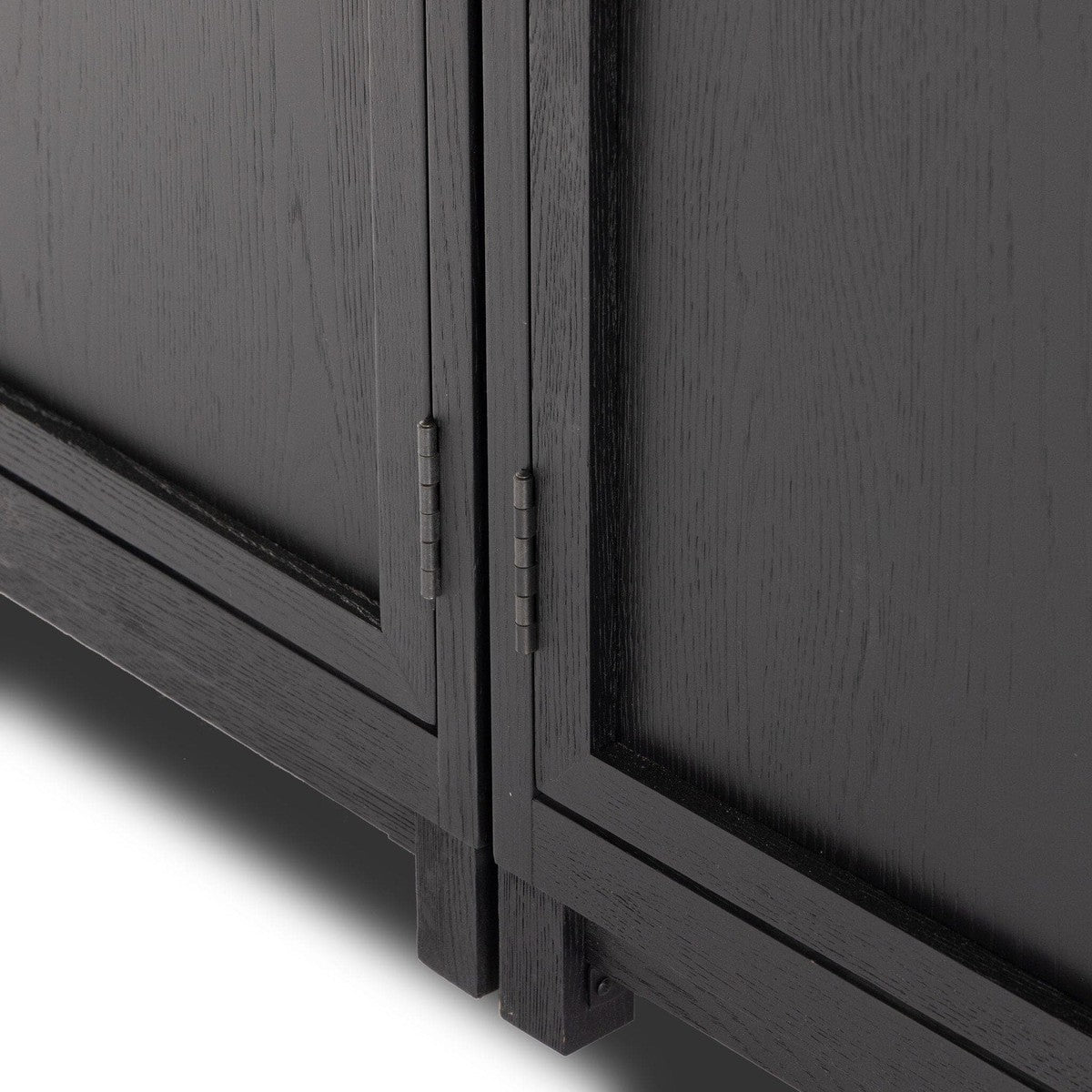 Millie Panel and Glass Door Double Cabinet - Drifted Matte Black