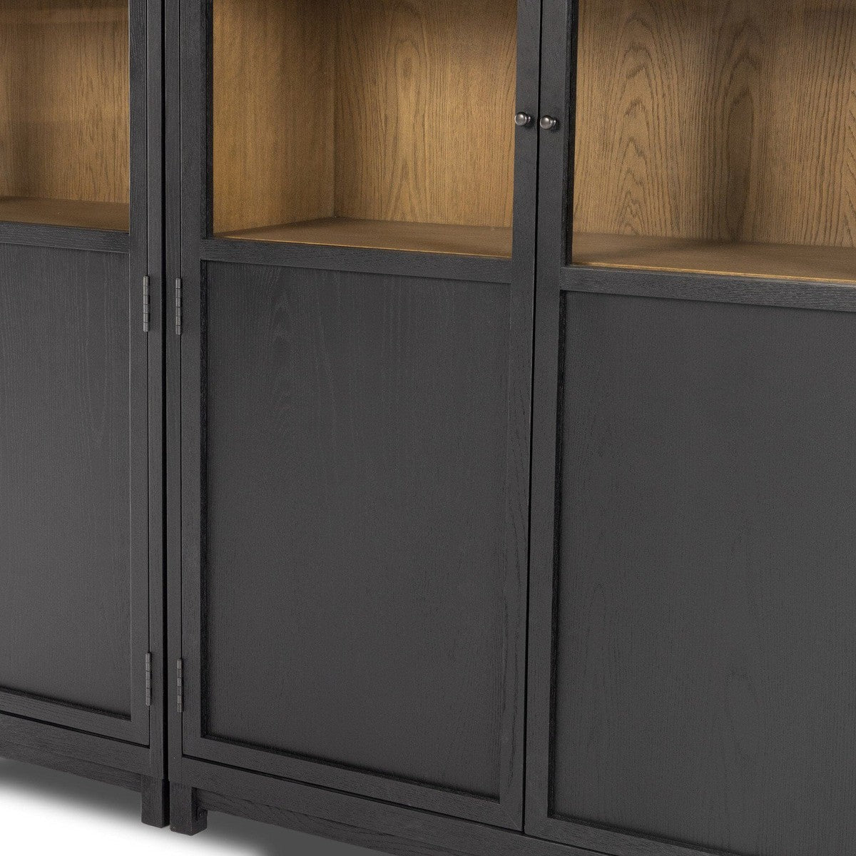 Millie Panel and Glass Door Double Cabinet - Drifted Matte Black