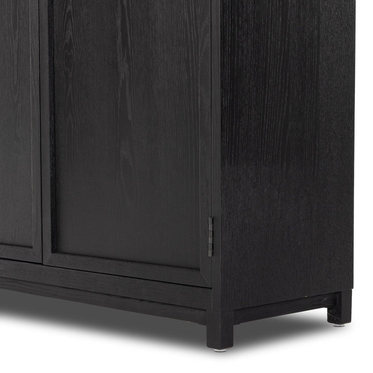 Millie Panel and Glass Door Double Cabinet - Drifted Matte Black