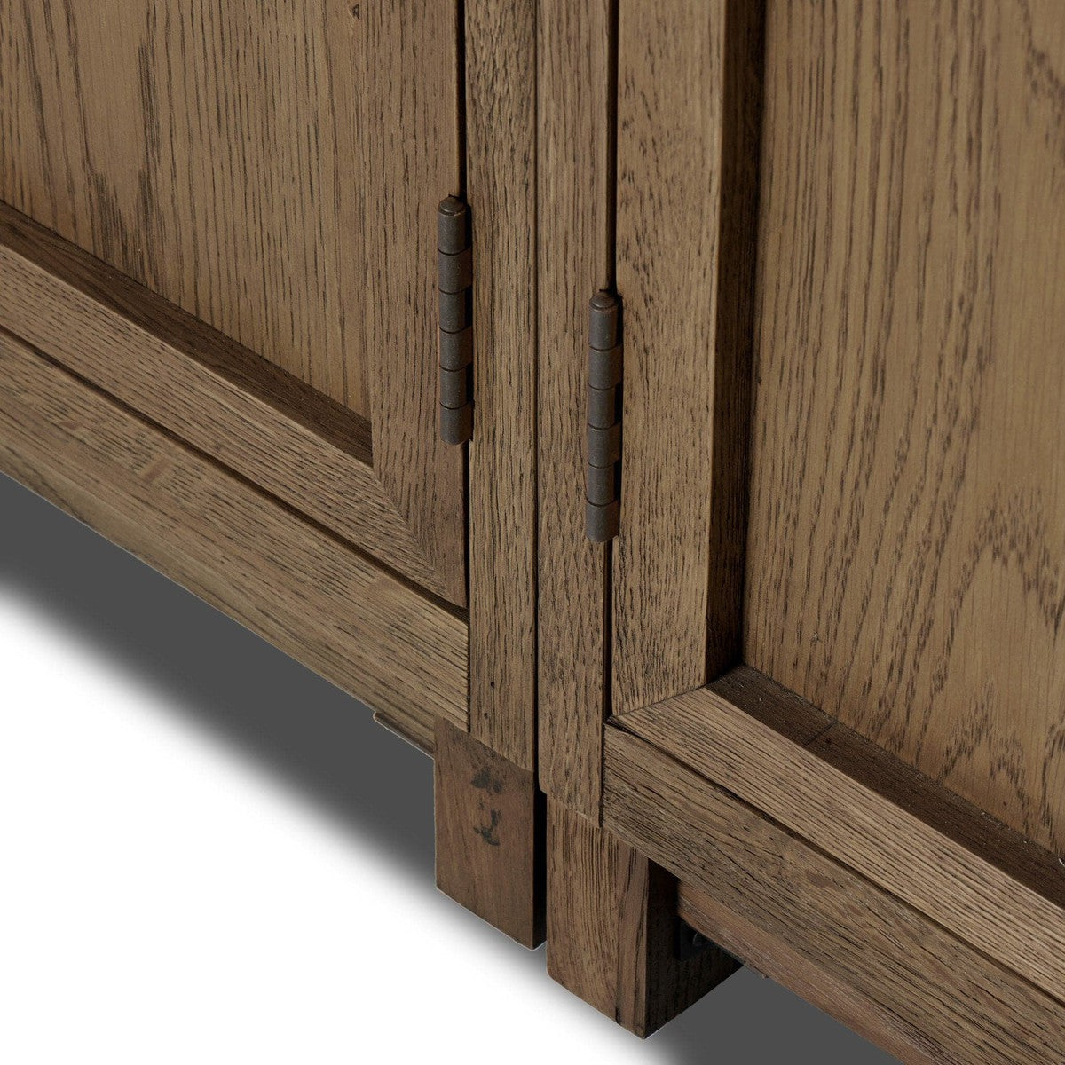 Millie Panel and Glass Door Double Cabinet - Drifted Oak Solid