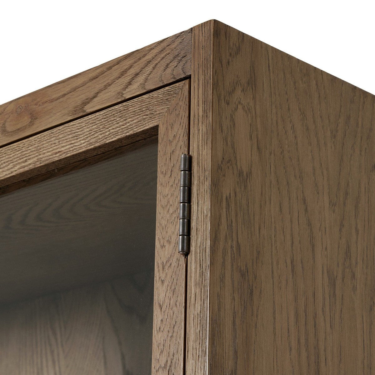 Millie Panel and Glass Door Double Cabinet - Drifted Oak Solid