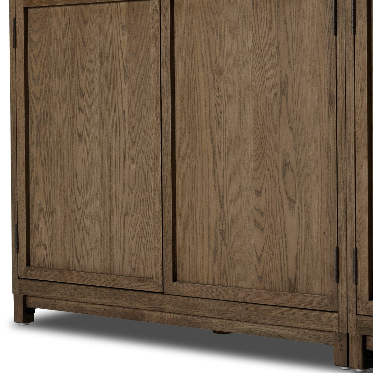 Millie Panel and Glass Door Double Cabinet - Drifted Oak Solid