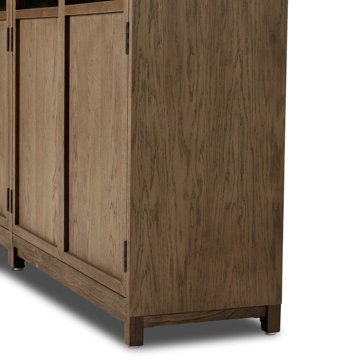 Millie Panel and Glass Door Double Cabinet - Drifted Oak Solid