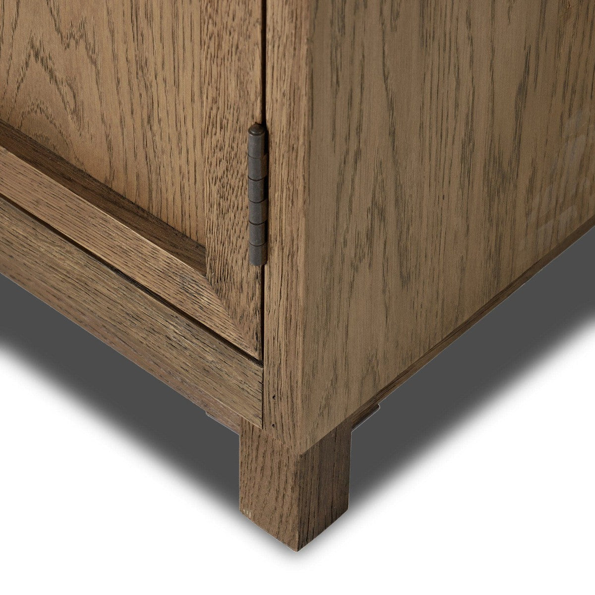 Millie Panel and Glass Door Double Cabinet - Drifted Oak Solid