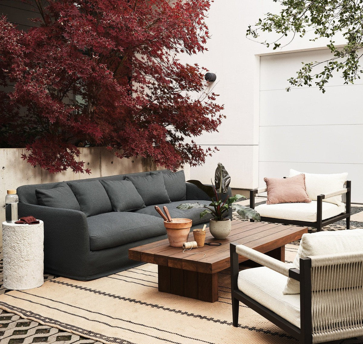 Dade Outdoor Slipcover Sofa - FIQA Boucle Slate