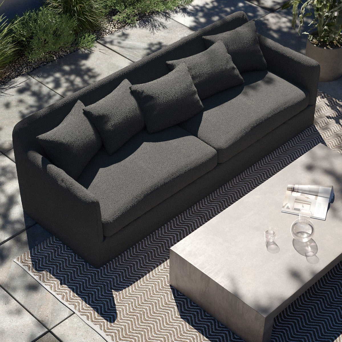 Dade Outdoor Slipcover Sofa - FIQA Boucle Slate