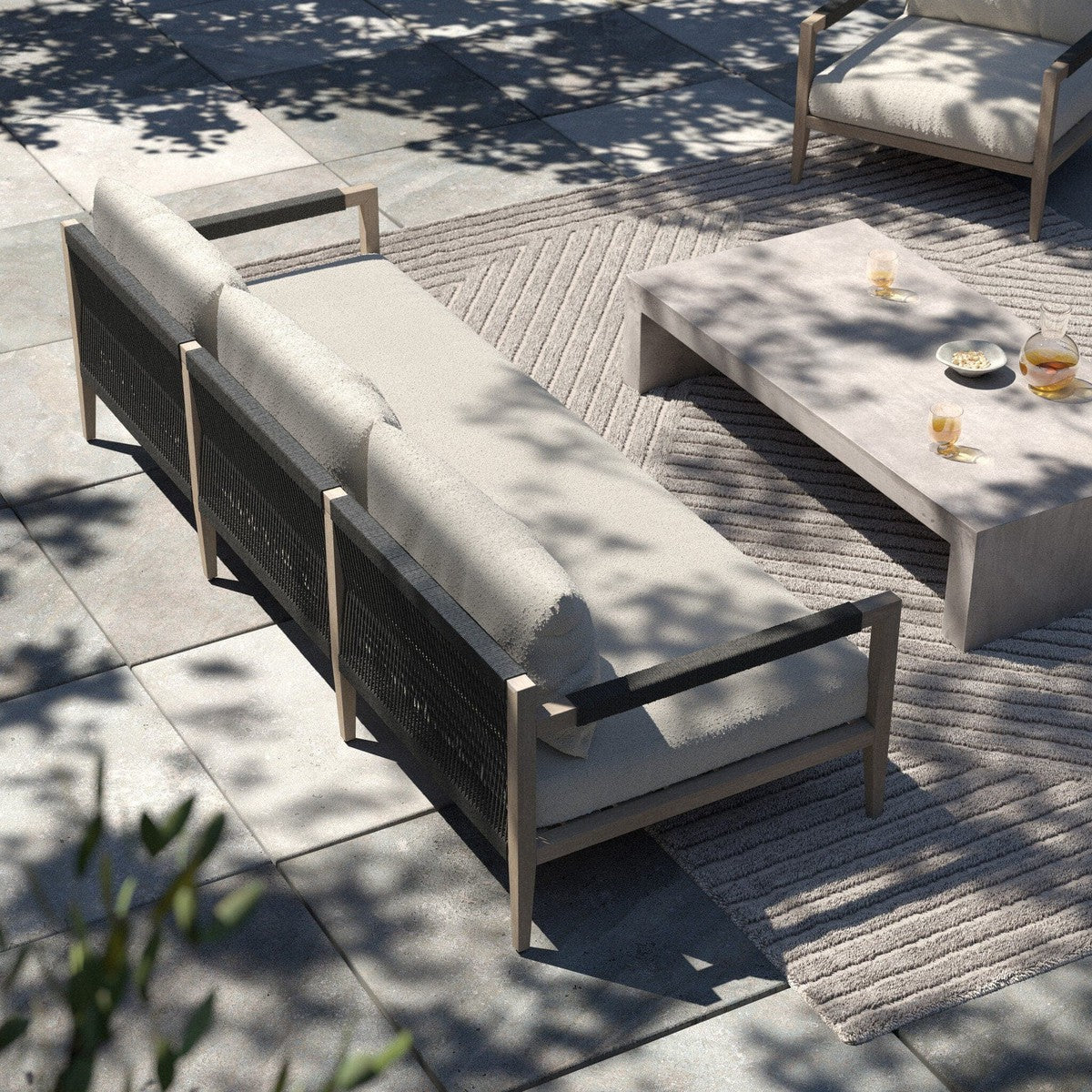 Sherwood Outdoor Sofa, Weathered Grey - FIQA Boucle Cream