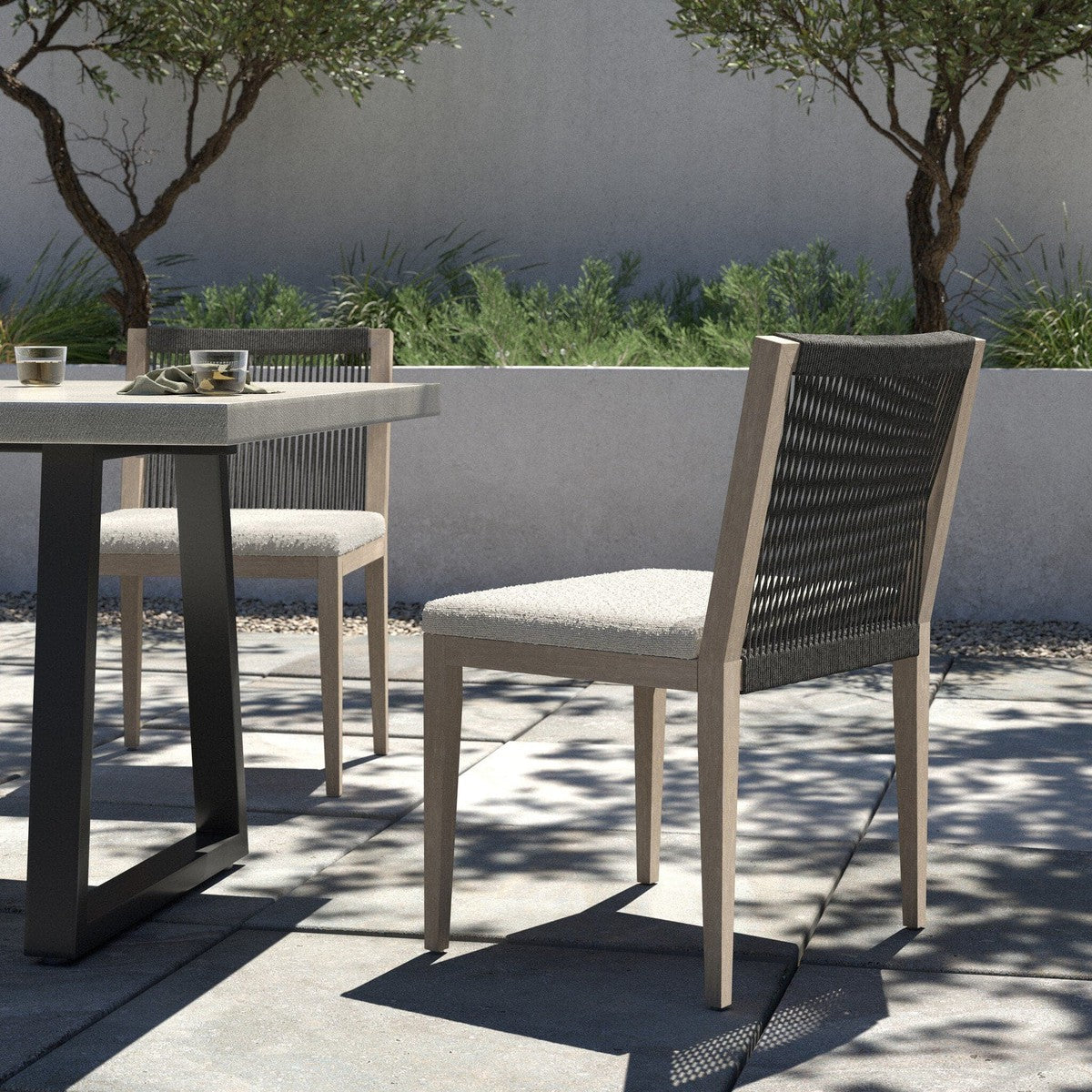 Sherwood Outdoor Dining Chair, Weathered Grey - FIQA Boucle Cream