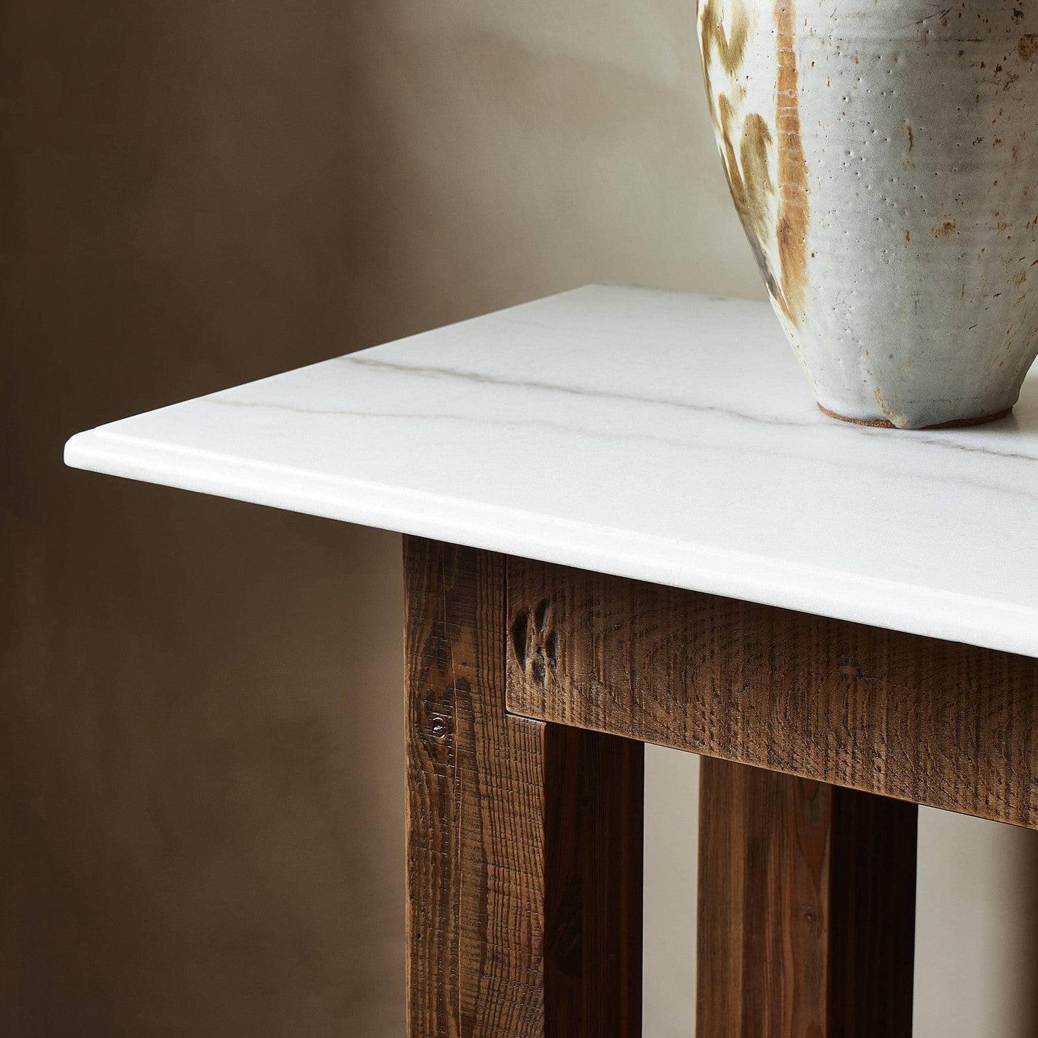 Jessa Console Table - Honed White Marble