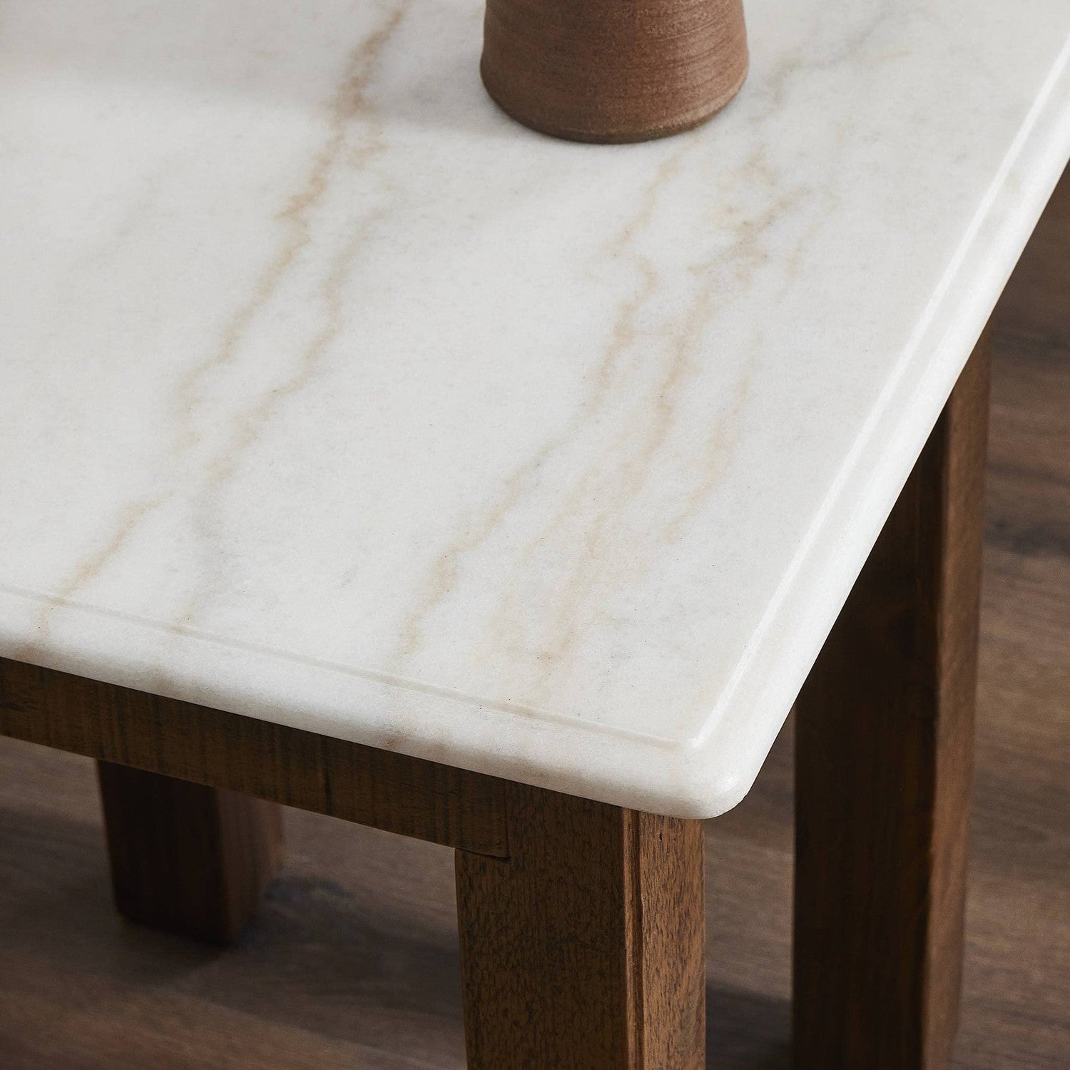 Jessa End Table - Honed White Marble