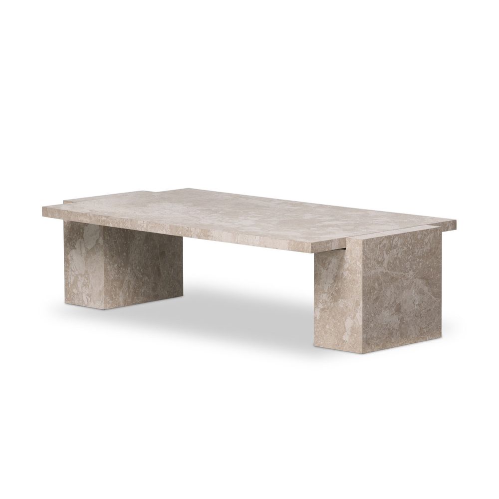 Alternate view of Romano Coffee Table, featuring honed finish, marble, and a solid stone slab top.