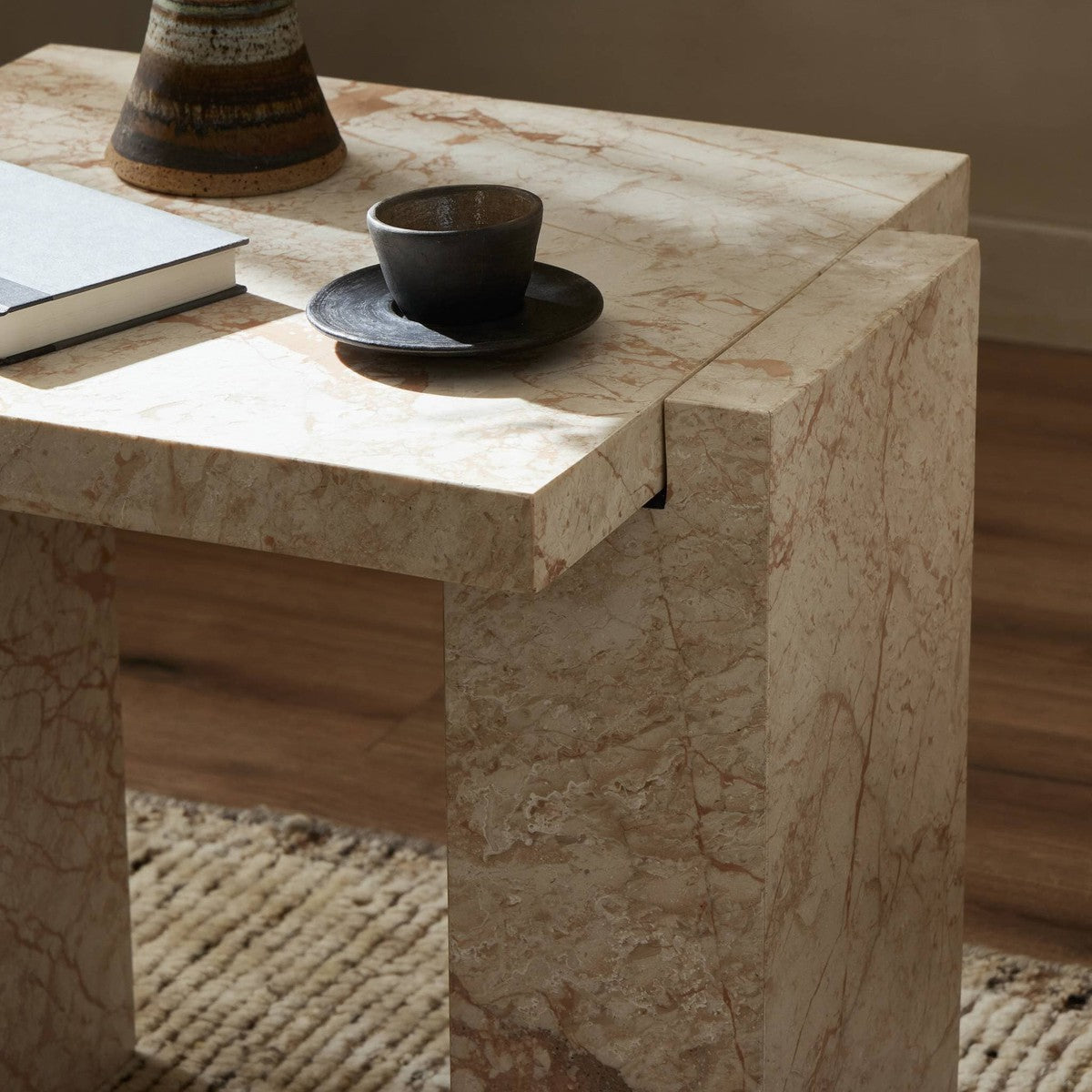 Romano End Table - Desert Taupe Marble