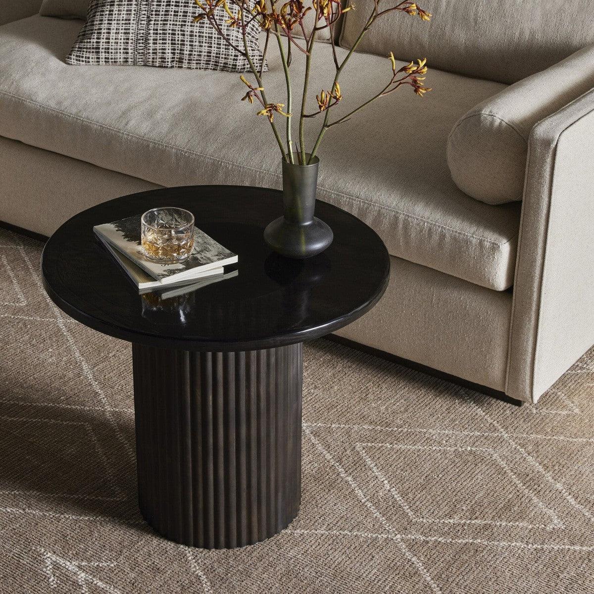 Ruben End Table - Smoked Black Cast Glass