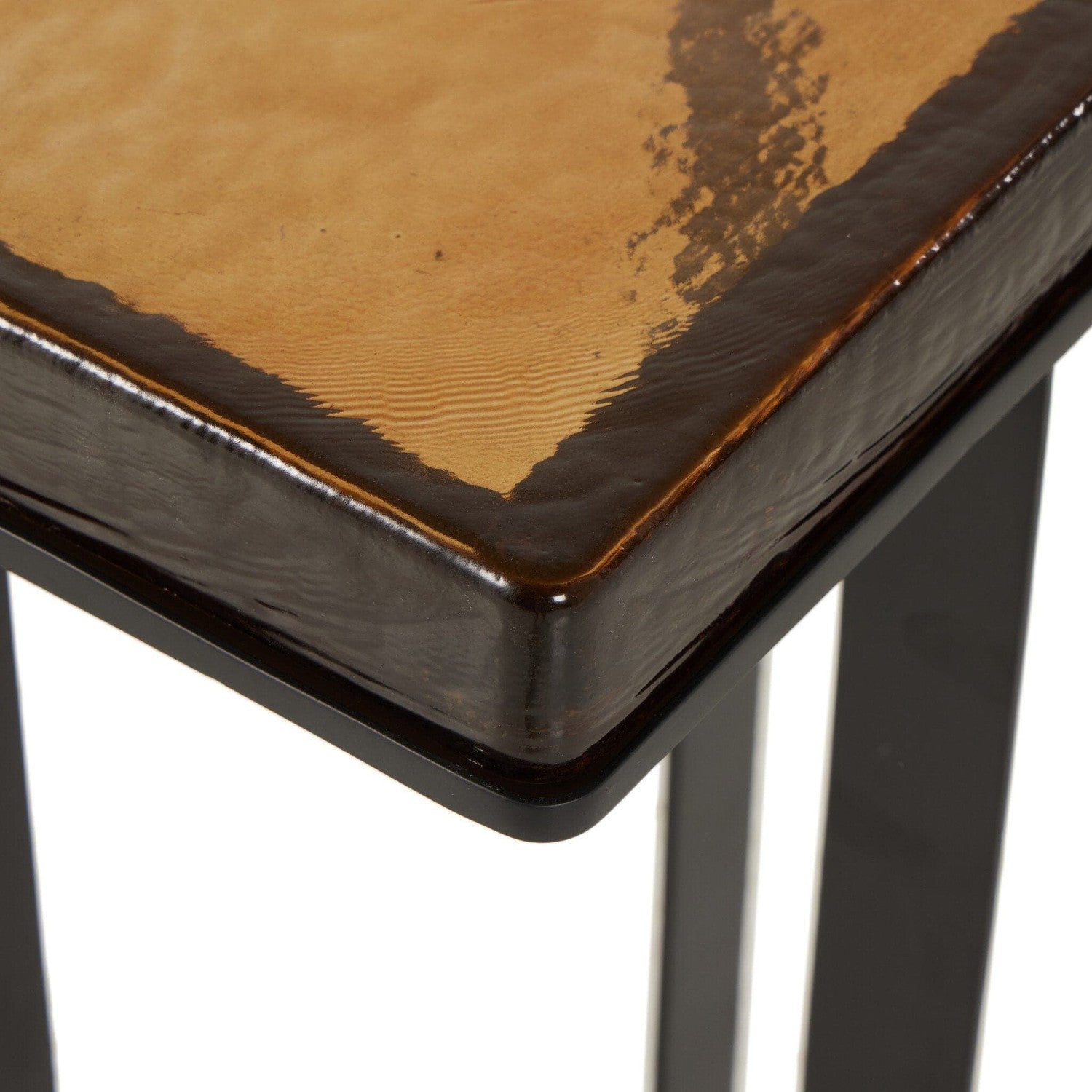 Giselle End Table - Amber Cast Glass