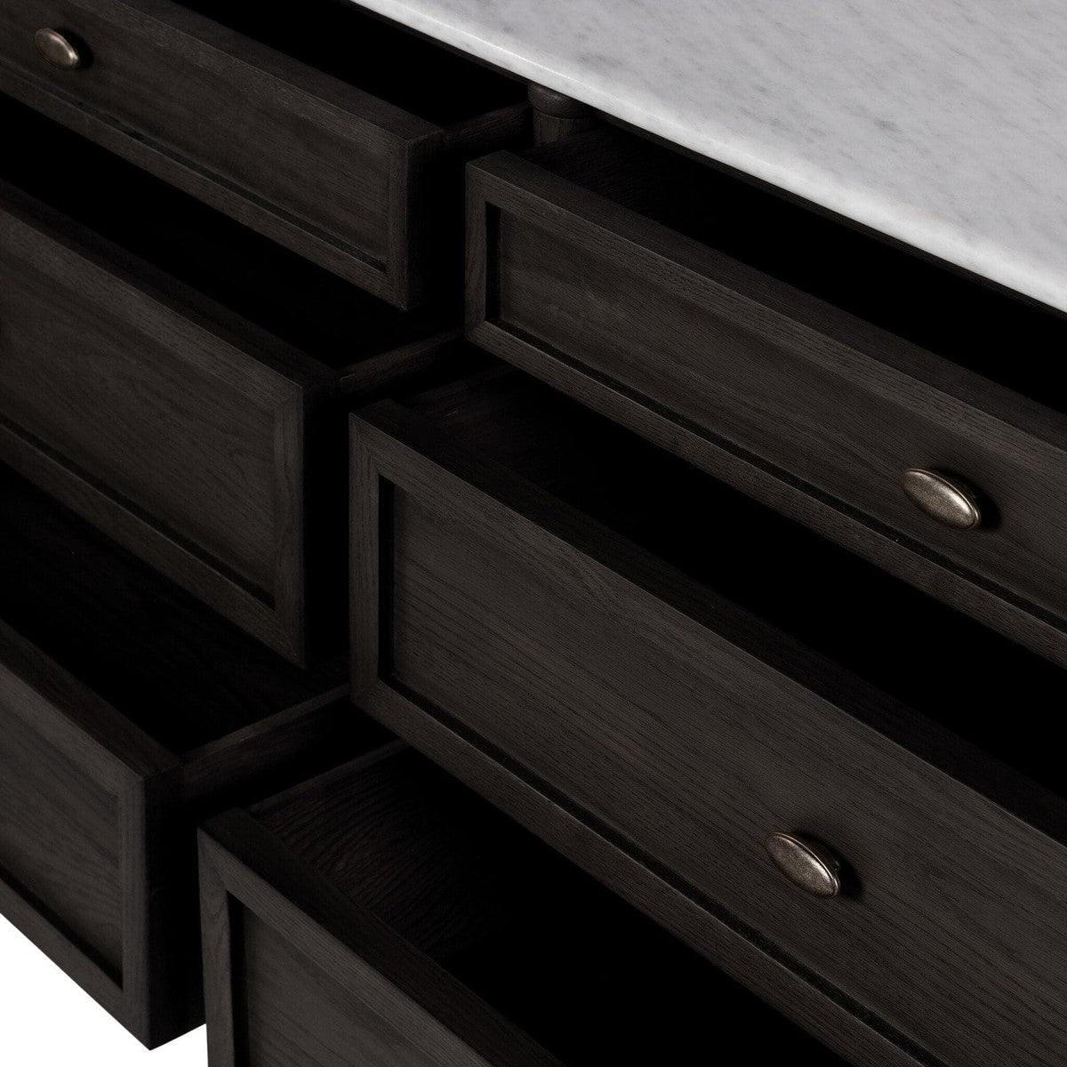 Toulouse 6 Drawer Dresser - Distressed Black Oak