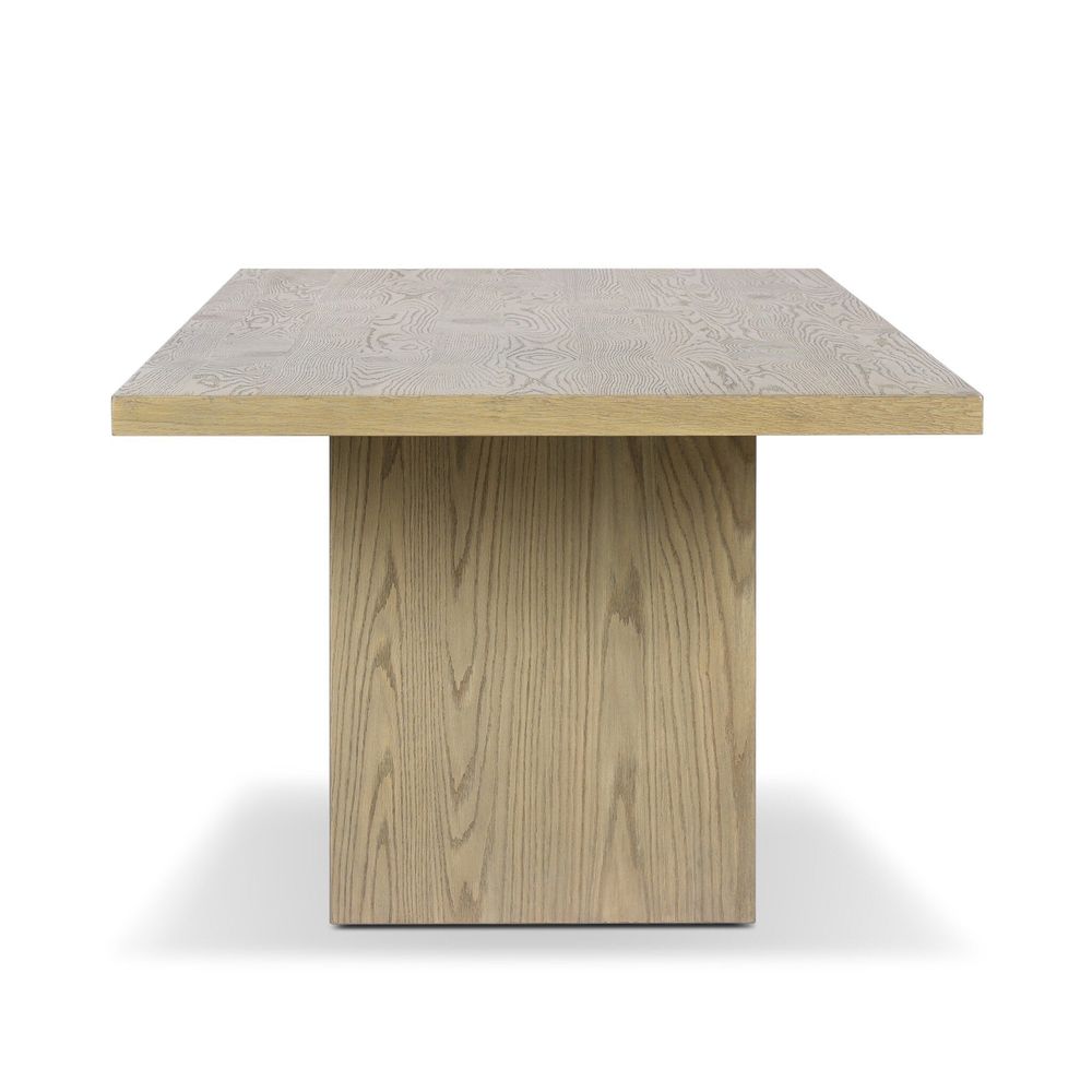 Additional view of Torrington Dining Table, featuring resawn finish, oak wood, solid wood, and fixed dual pedestal base.