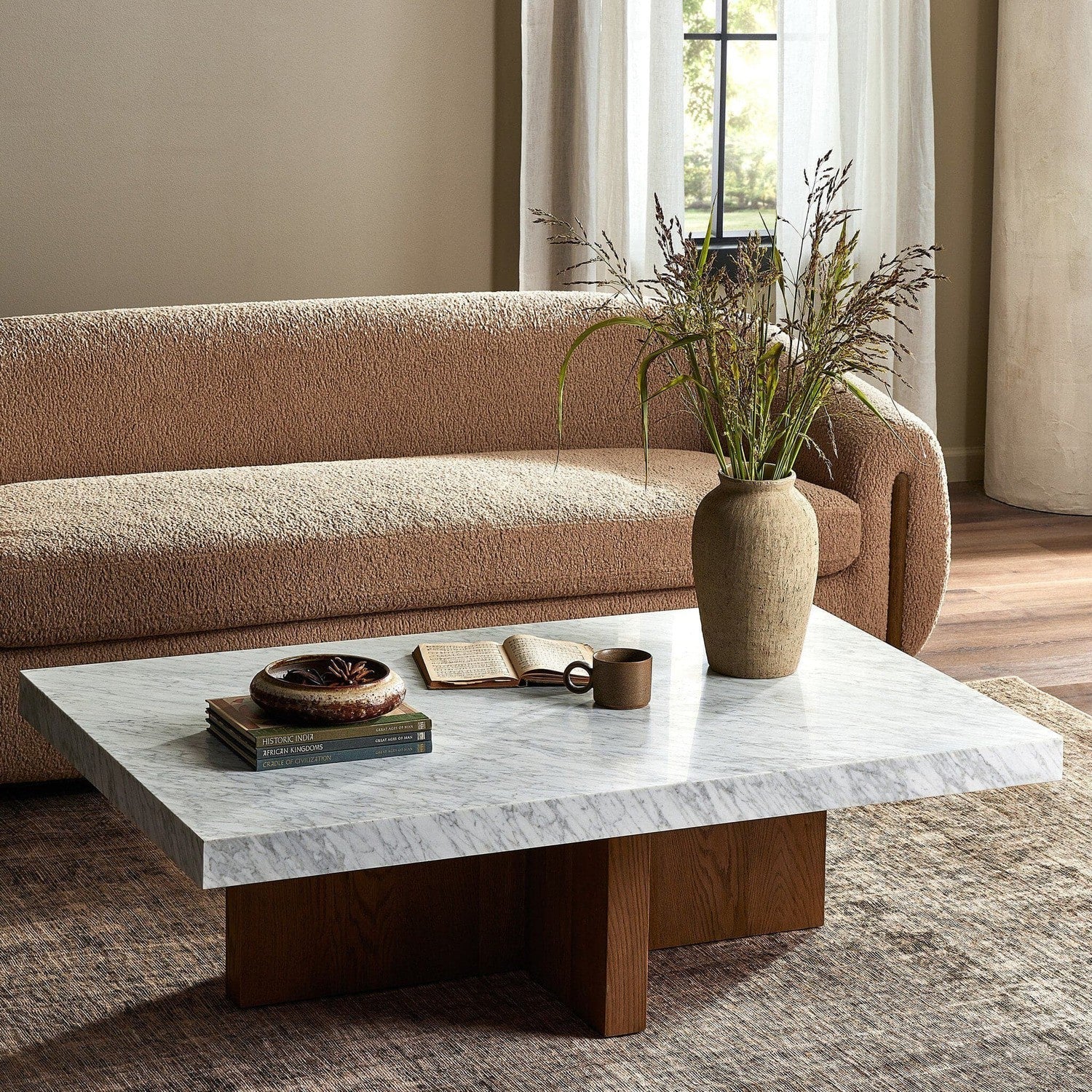 Bellamy Rectangular Coffee Table - White Carrara Marble