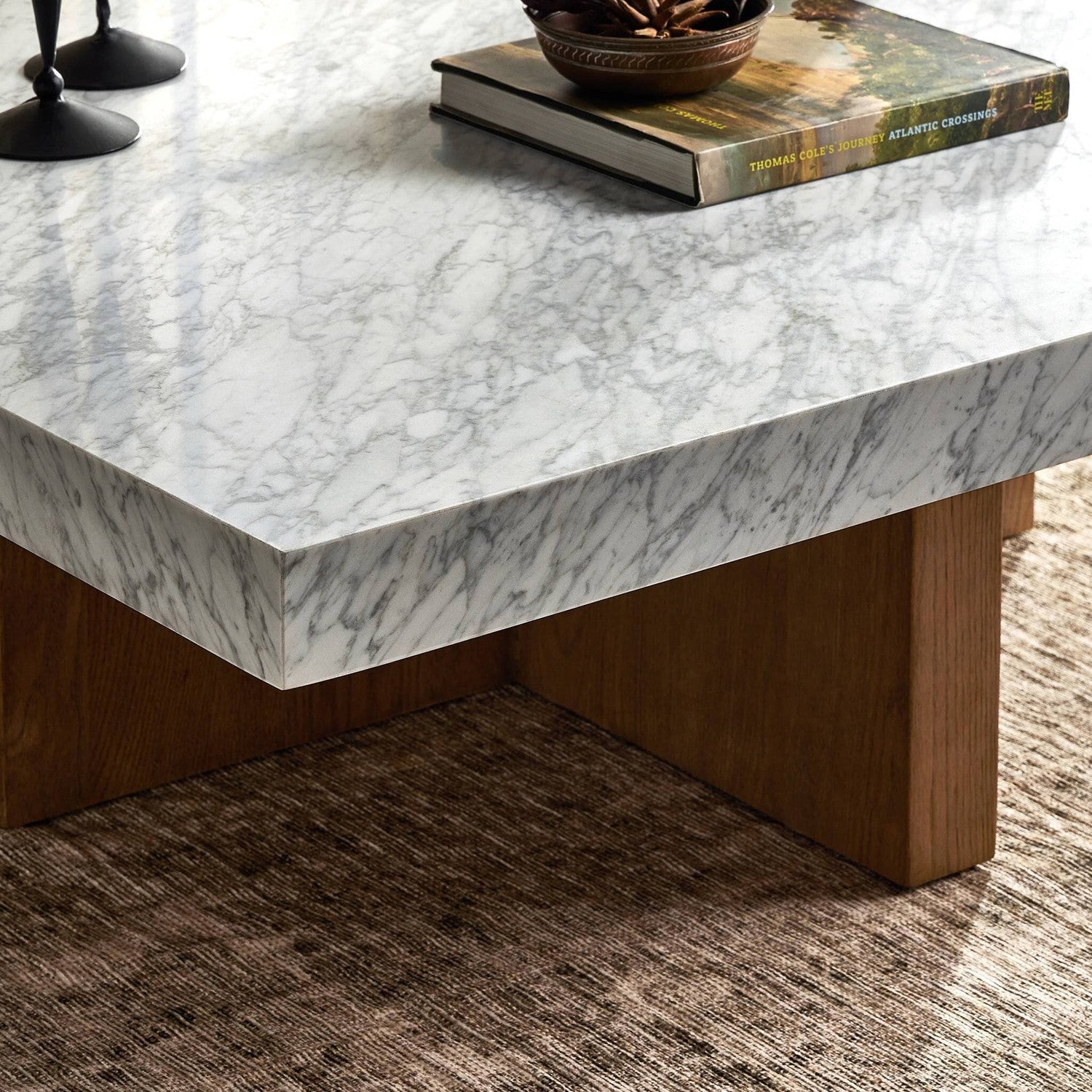 Bellamy Square Coffee Table - White Carrara Marble