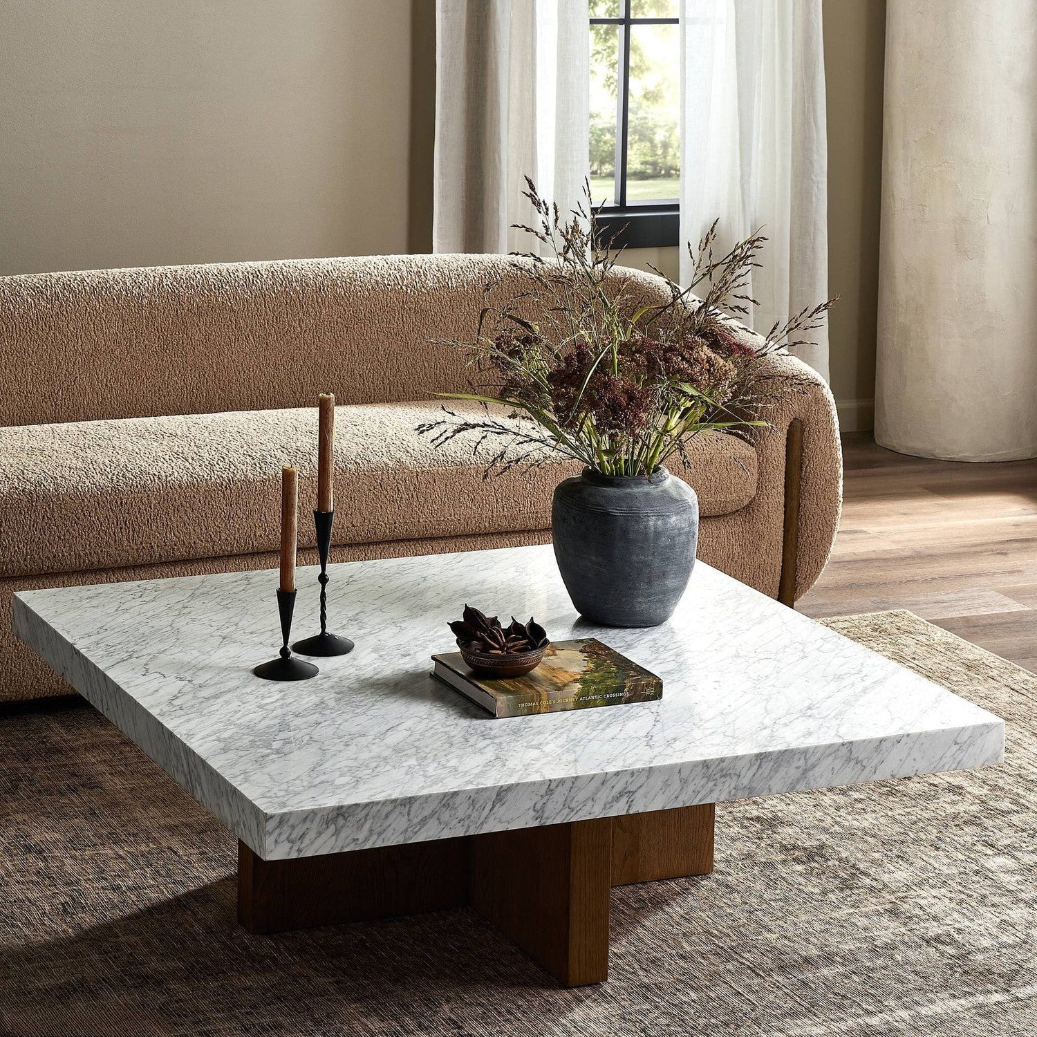 Bellamy Square Coffee Table - White Carrara Marble