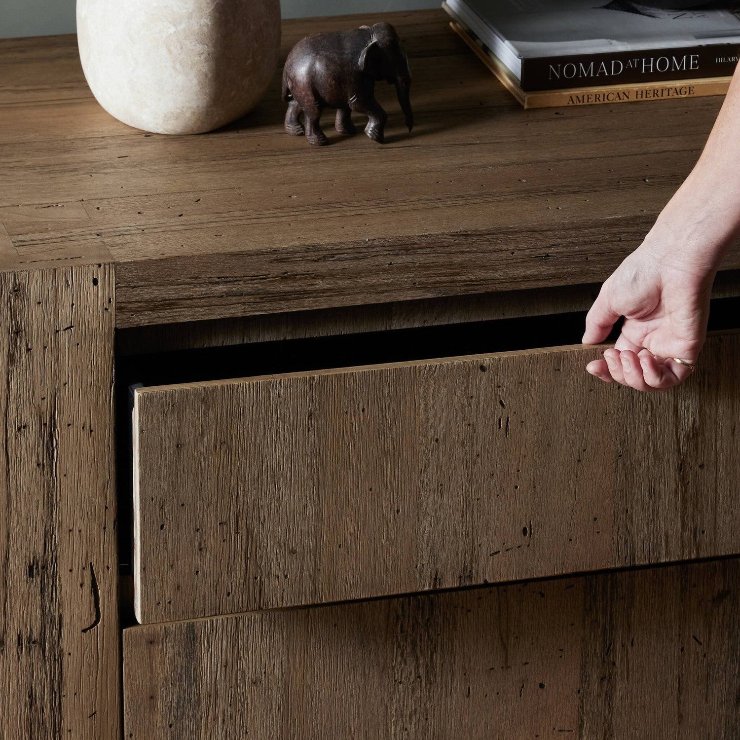 Abaso Nightstand - Rustic Wormwood Oak