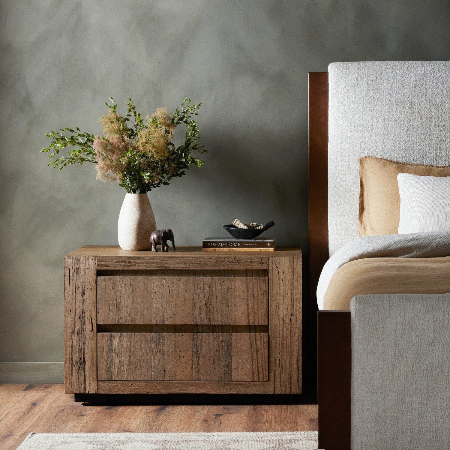 Abaso Nightstand - Rustic Wormwood Oak