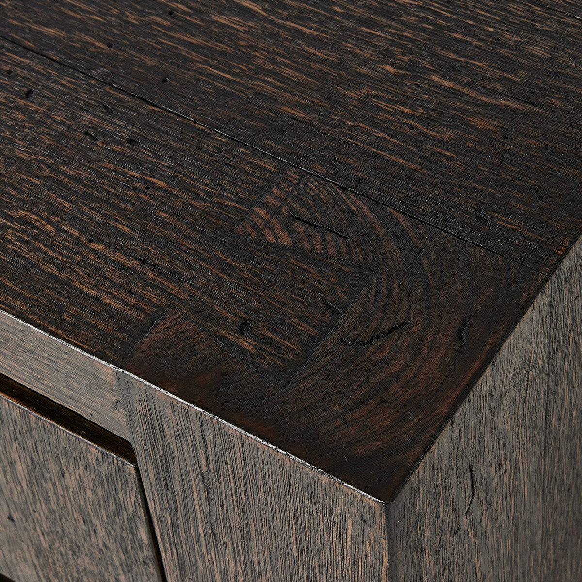 Abaso Nightstand - Ebony Rustic Wormwood Oak