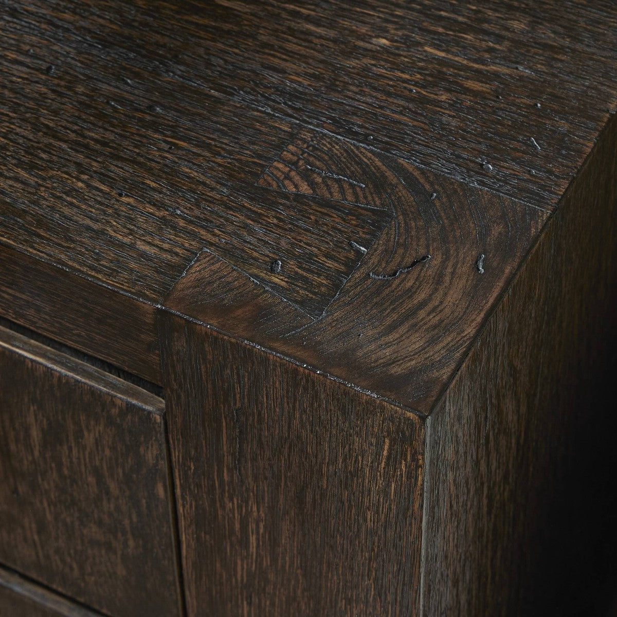 Abaso Nightstand - Ebony Rustic Wormwood Oak