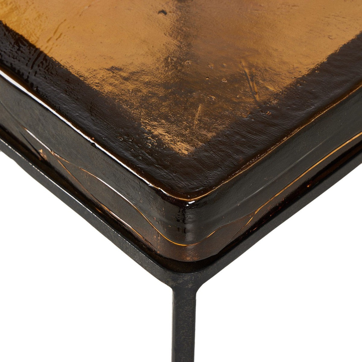 Lennie Cast Glass Bunching Table - Amber Cast Glass