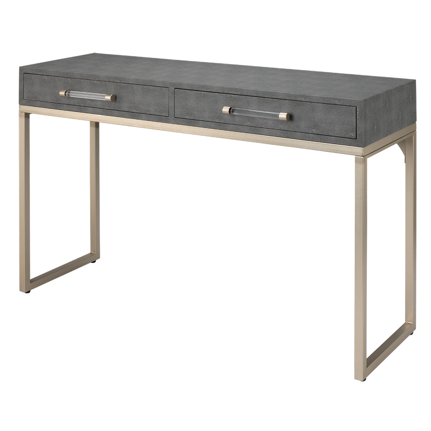 Kain Console Table-Jamie Young-JAMIEYO-LSKAINCODG-Console TablesGrey Faux Shagreen & Brushed Champagne Metal-1-France and Son