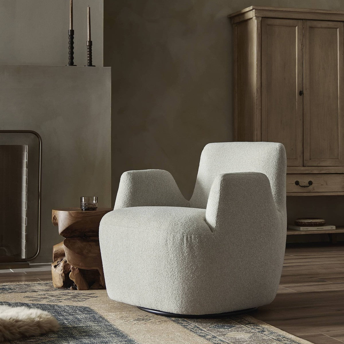 Reed Swivel Chair - Crete Pebble