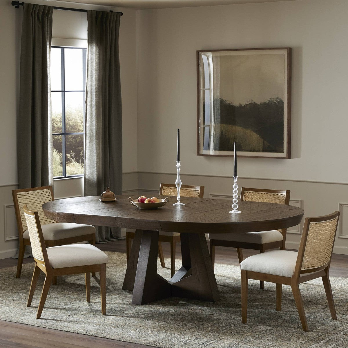 Zelda Round Extension Dining Table - Fawn Oak Veneer - Brown