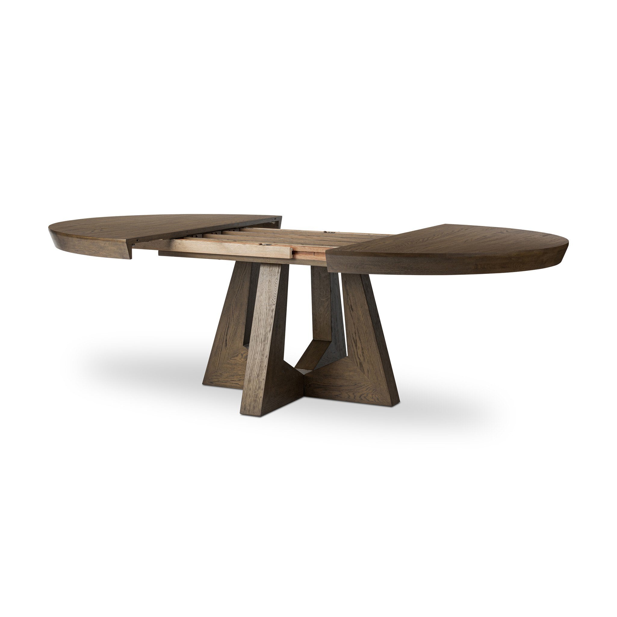 Zelda Round Extension Dining Table - Fawn Oak Veneer - Brown