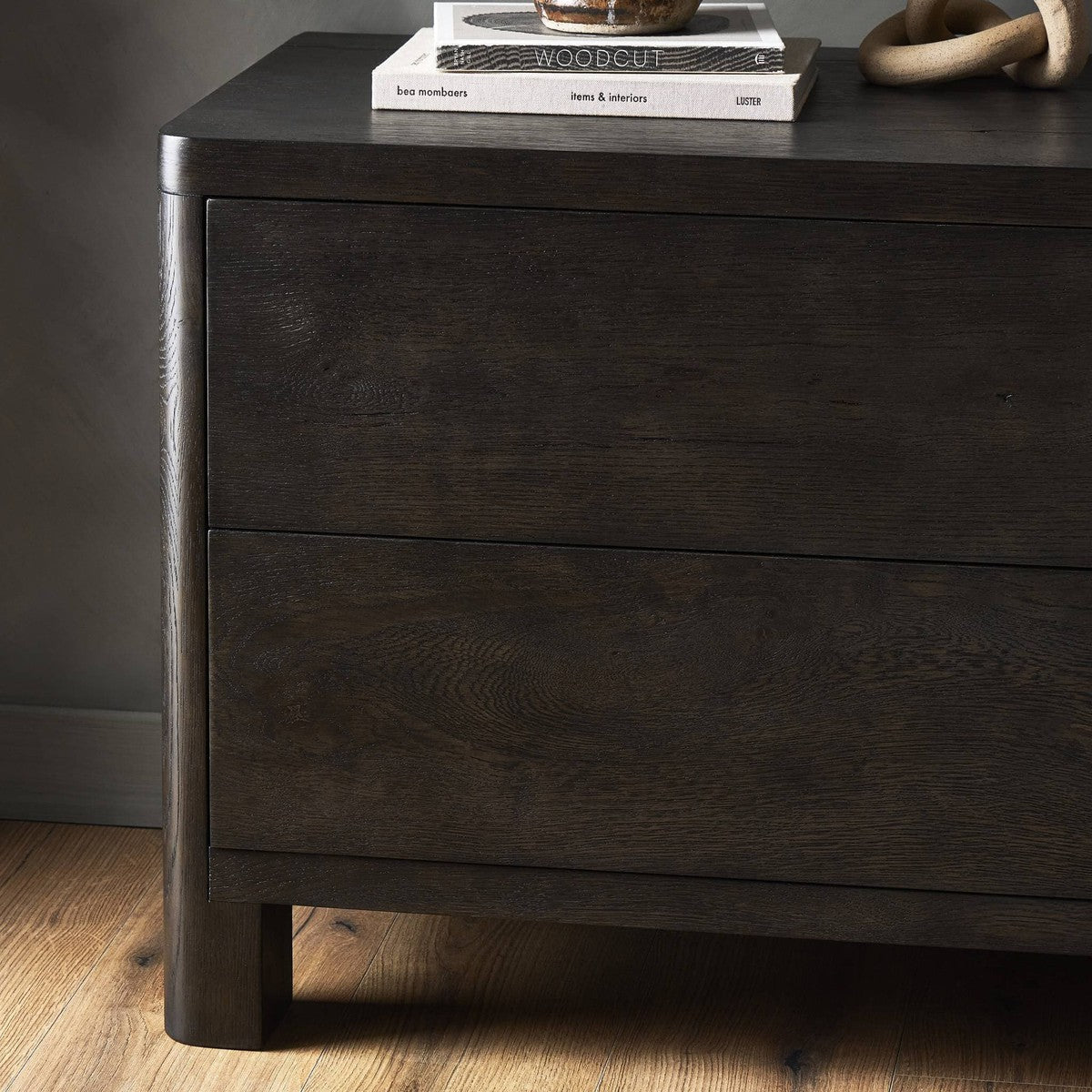 Noeline Nightstand - Smoked Black Oak Veneer