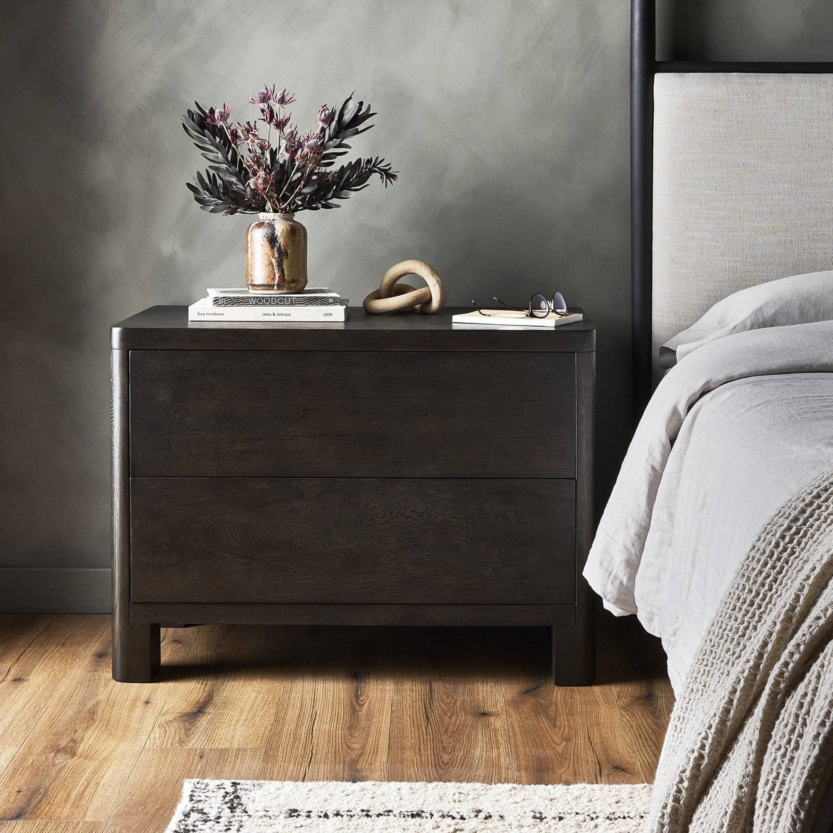 Noeline Nightstand - Smoked Black Oak Veneer