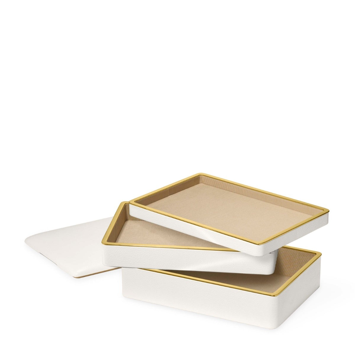Piero Leather Large Stacked Jewelry Box - image 4