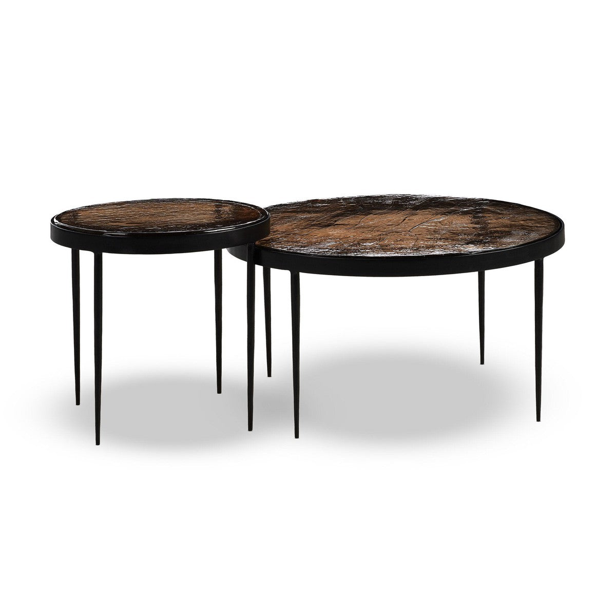 Yoko Nesting Table - Smoked Brown Cast Glass